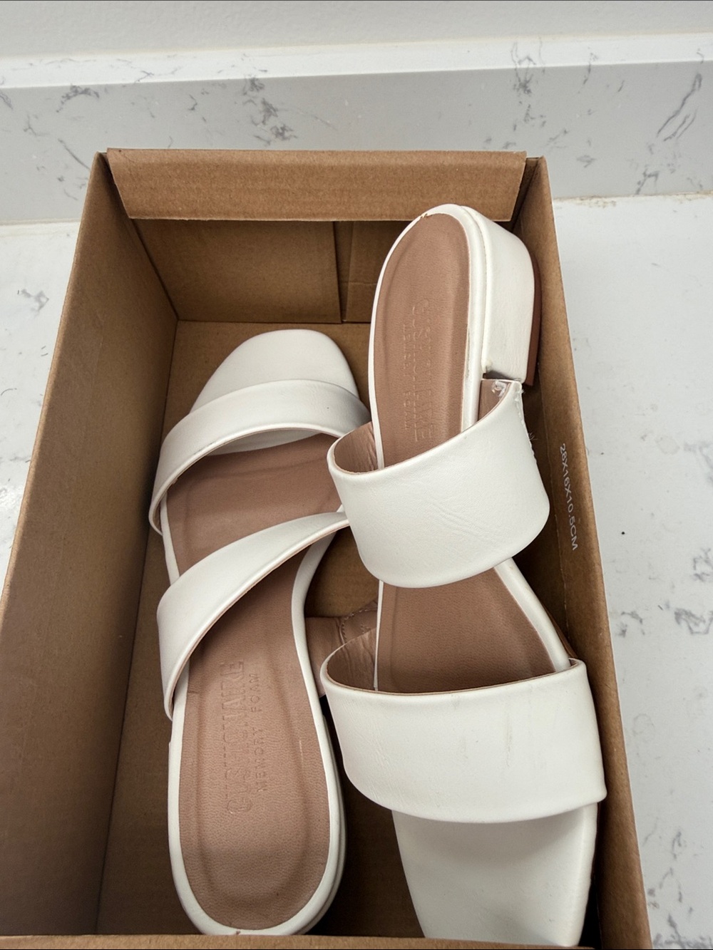 White Double-Strap Slide Sandals - Women's